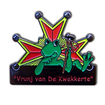 Zacht emaille carnavalspin met een kikker en een narrenster