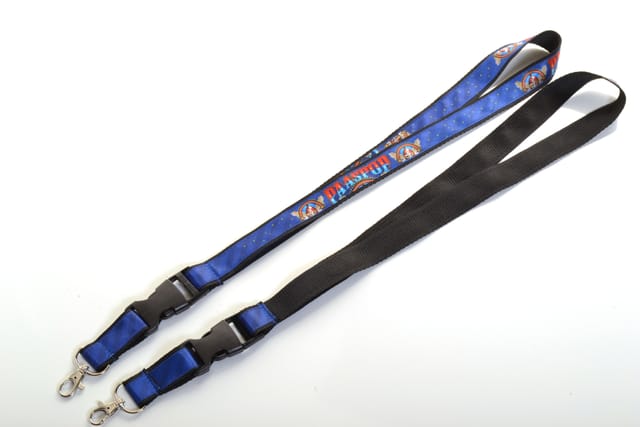 Polyester lanyard met full colour lint in blauw, compleet
